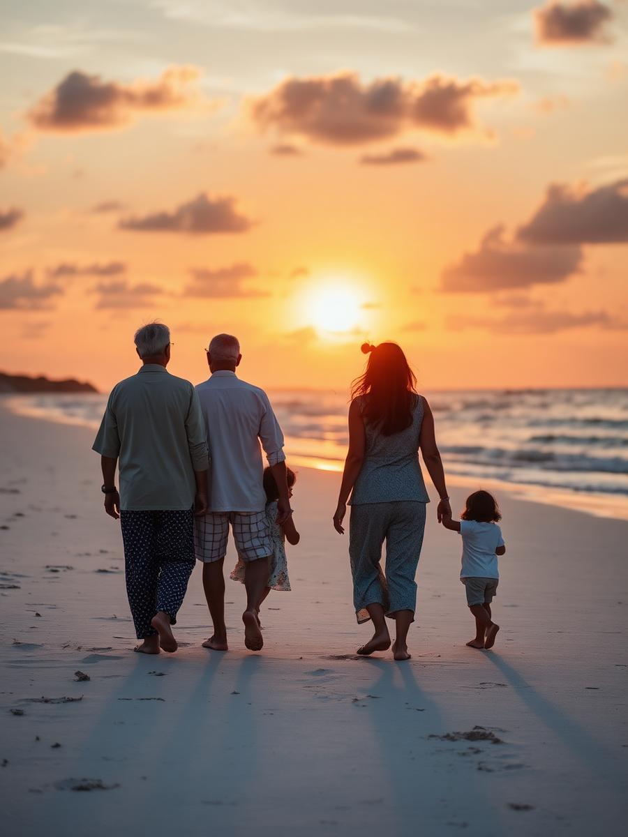 Família aproveitando as férias em um destino de viagem